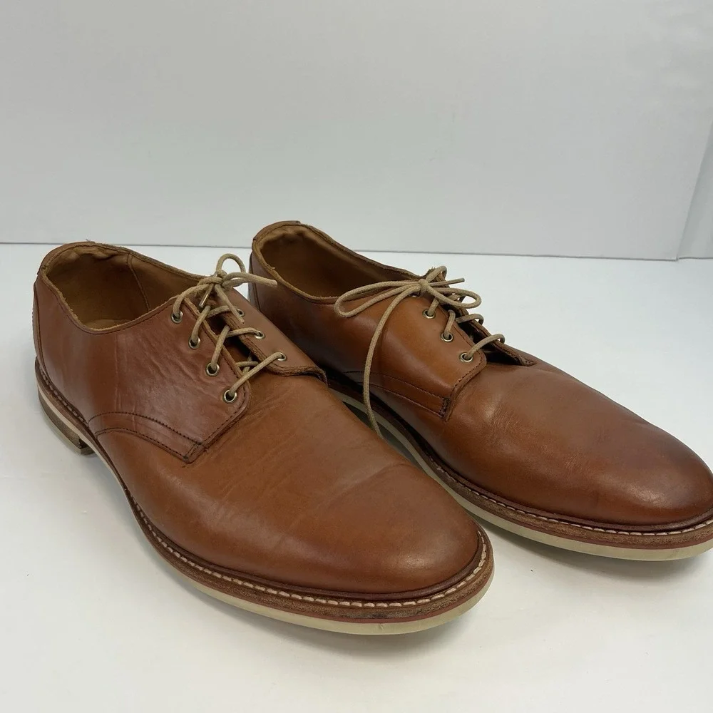 Allen Edmonds Nomad Men's Derby Shoes Size 11 D US Tan Leather Plain Toe Oxford